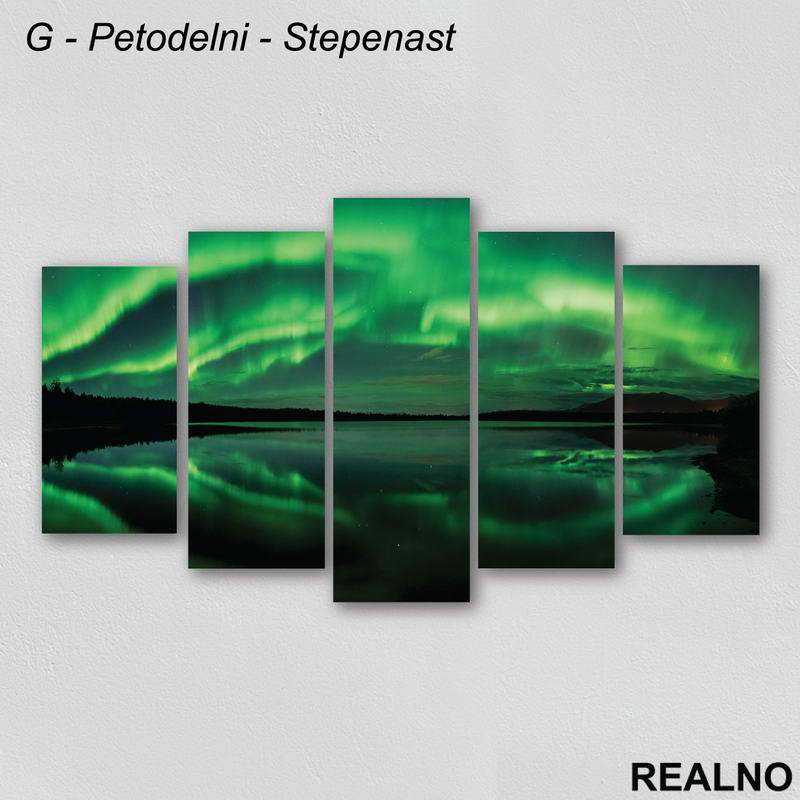 Aurora Borealis i reka - Slika na platnu - Kanvas