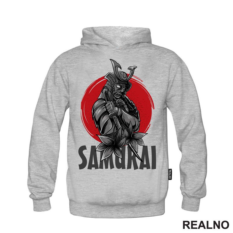 Red Moon And Flower - Samurai - Majica