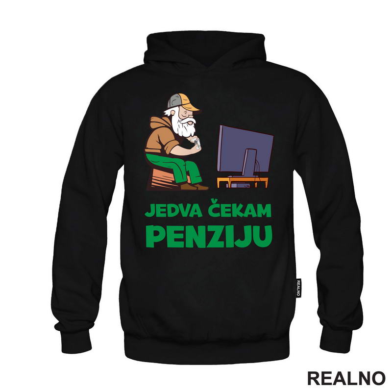 OUTLET Crni muški duks veličine XL sa kapiljačom - GAME - 11419 - D