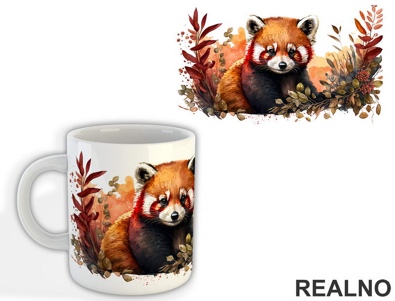 Crveni Panda I Cveće - Životinje - Šolja