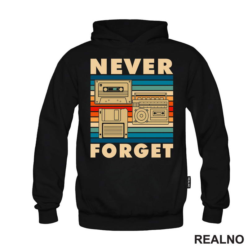 Never Forget - Old School Technology - Colors - Geek - Majica