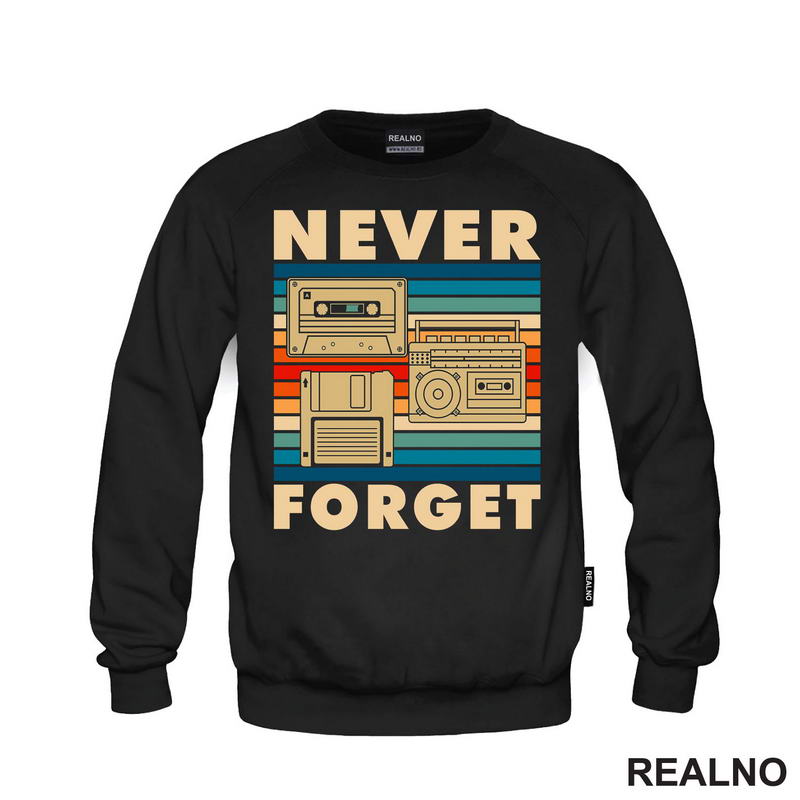 Never Forget - Old School Technology - Colors - Geek - Majica