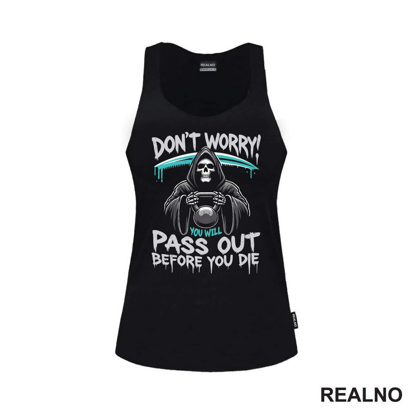 Don't Worry - Kettlebell And Grim Reaper - Trening - Majica