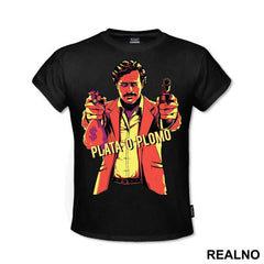 Plata O Plomo Pablo Escobar Holing A Gun And A Bag Of Money - Narcos