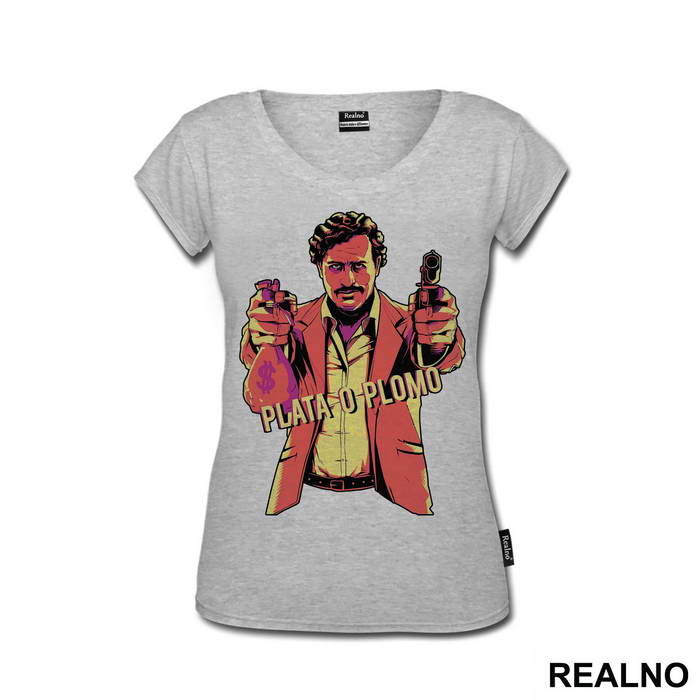 Plata O Plomo Pablo Escobar Holing A Gun And A Bag Of Money - Narcos
