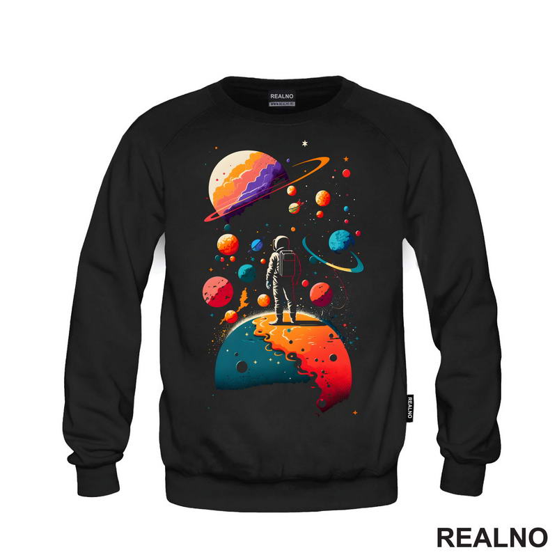 Astronaut U Svemiru Sa Šarenim Planetama - Space - Svemir - Majica