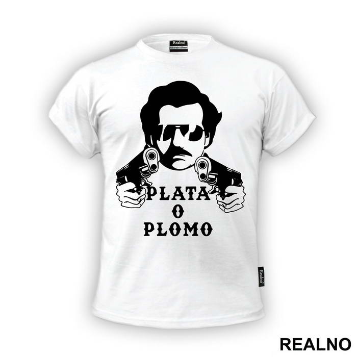 Plata O Plomo Pablo Escobar Holding Two Guns - Narcos