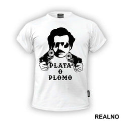 Plata O Plomo Pablo Escobar Holding Two Guns - Narcos
