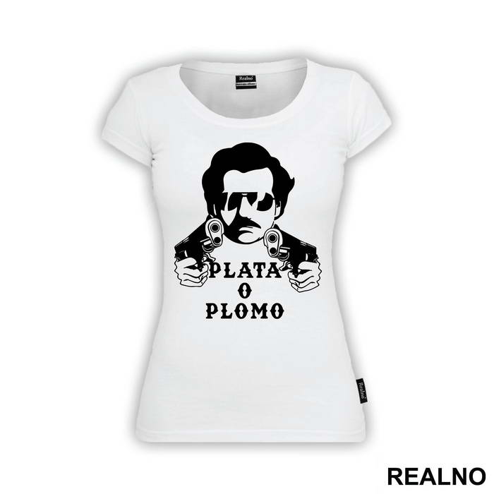 Plata O Plomo Pablo Escobar Holding Two Guns - Narcos