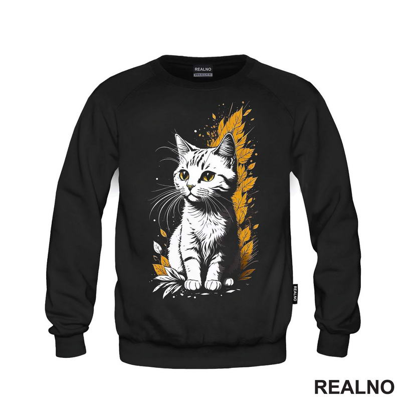 Mačka Sa Jesenjim Lišćem - Cat - Majica