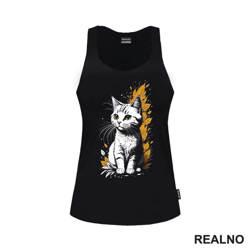 Mačka Sa Jesenjim Lišćem - Cat - Majica