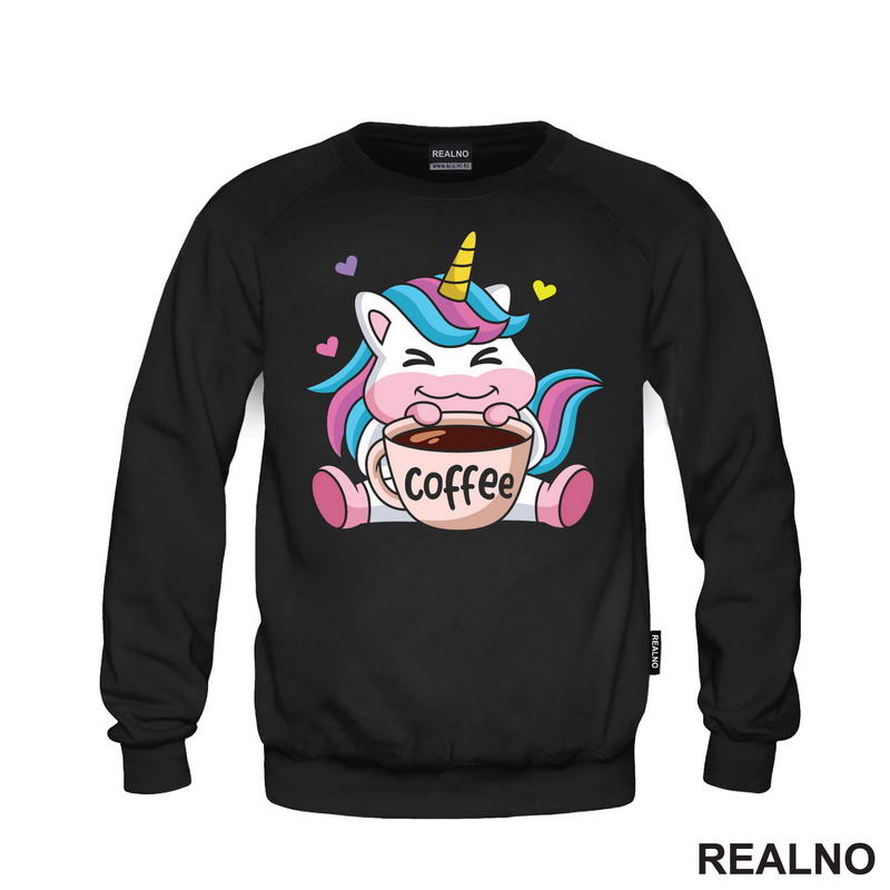 Slatki Jednorog Sa Kafom - Coffee - Kafa - Majica