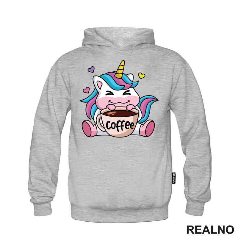 Slatki Jednorog Sa Kafom - Coffee - Kafa - Majica