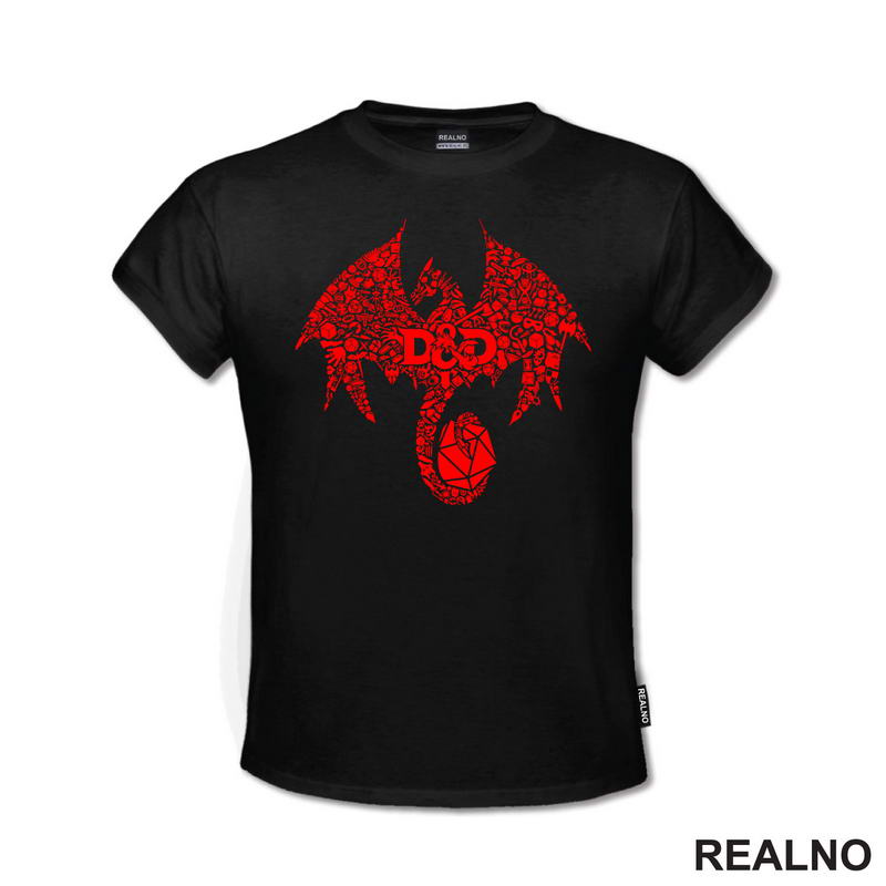 Red Dragon And Symbols - D&D - Dungeons And Dragons