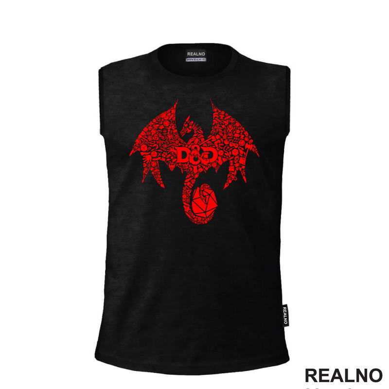 Red Dragon And Symbols - D&D - Dungeons And Dragons