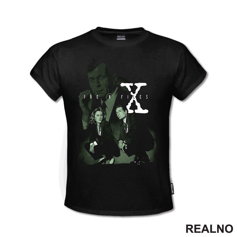Green Drawing - Mulder, Scully And Smoker - The X Files
