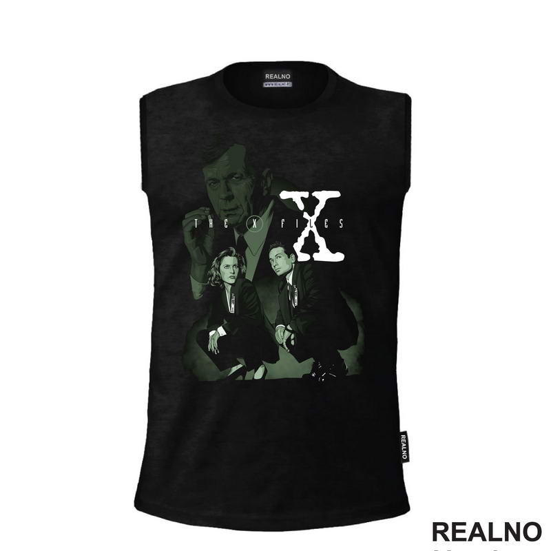 Green Drawing - Mulder, Scully And Smoker - The X Files