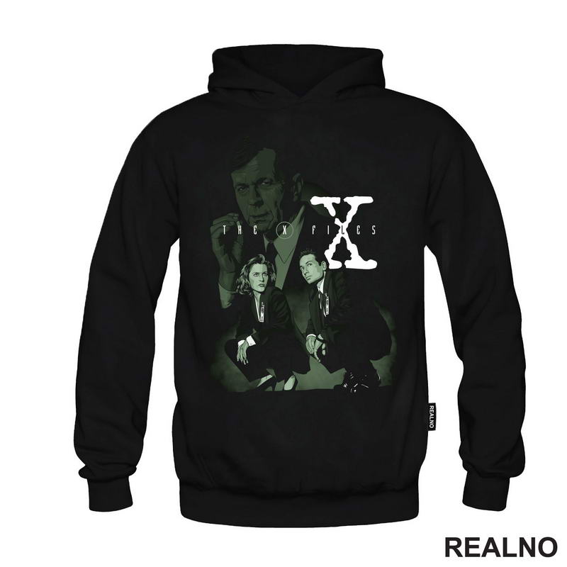 Green Drawing - Mulder, Scully And Smoker - The X Files