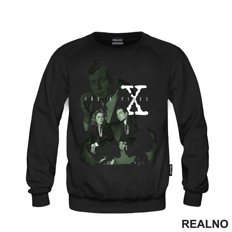 Green Drawing - Mulder, Scully And Smoker - The X Files