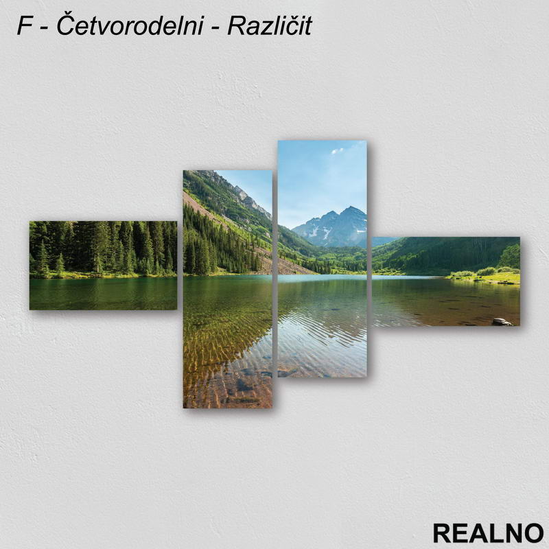 Zelena šuma, reka, plavo nebo, sunce - Priroda - Slika na platnu - Kanvas