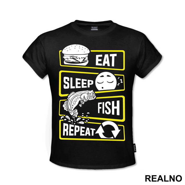 Eat Sleep Fish Repeat Icons - Pecanje - Fishing