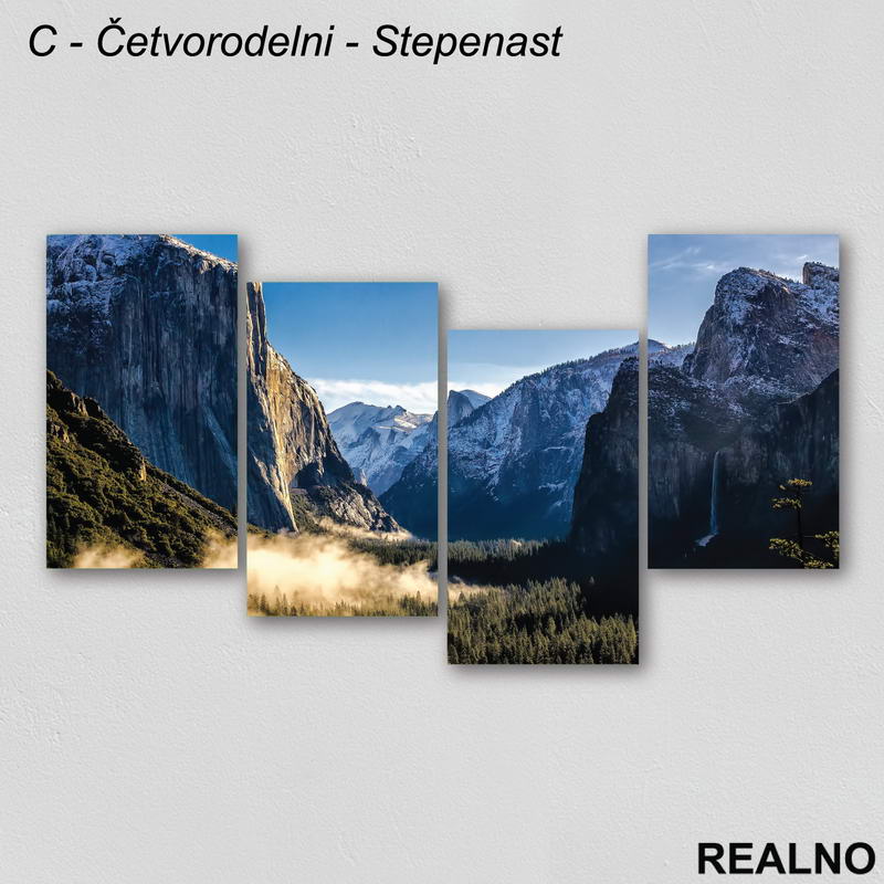 Planine prekrivene snegom - Zima - Slika na platnu - Kanvas
