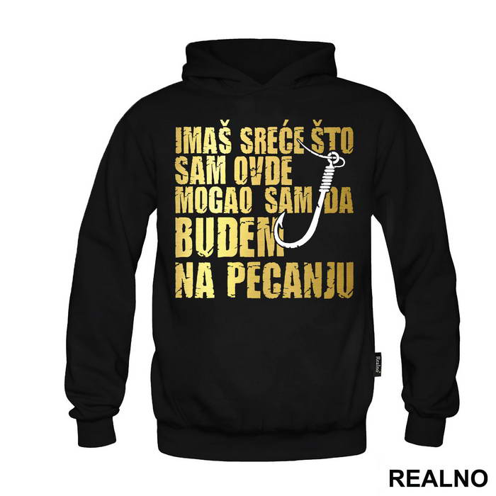OUTLET Crni muški duks veličine S sa kapiljačom - PEC - 1213 - D