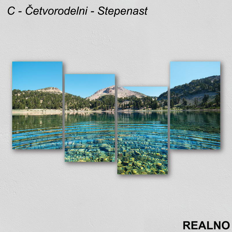 Bistra reka u šumi pod vedrim nebom - Slika na platnu - Kanvas