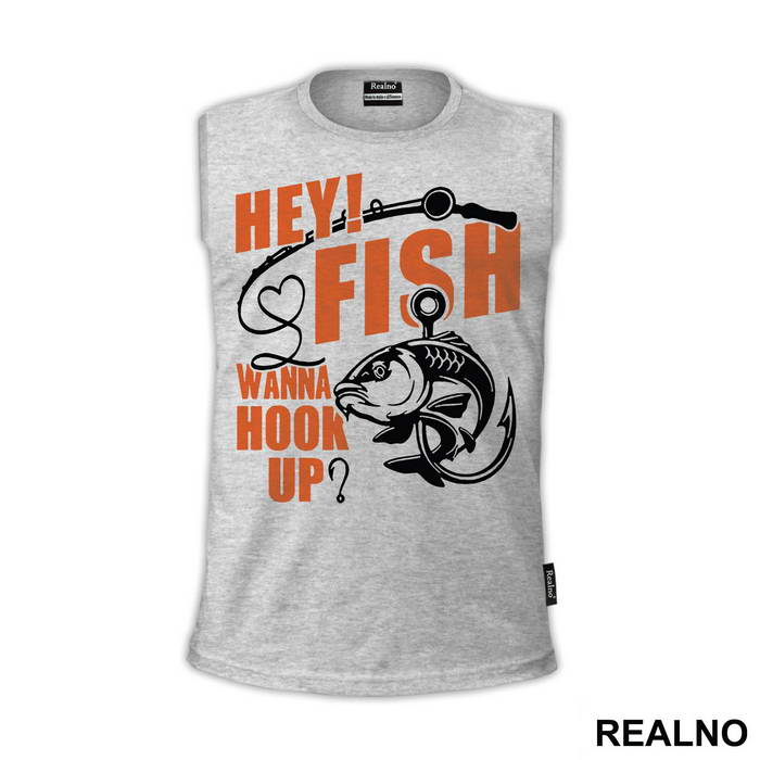 Hey Fish Wanna Hook Up Yellow Text - Pecanje - Fishing