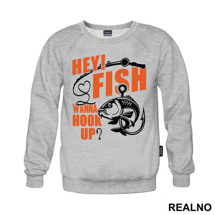 Hey Fish Wanna Hook Up Yellow Text - Pecanje - Fishing
