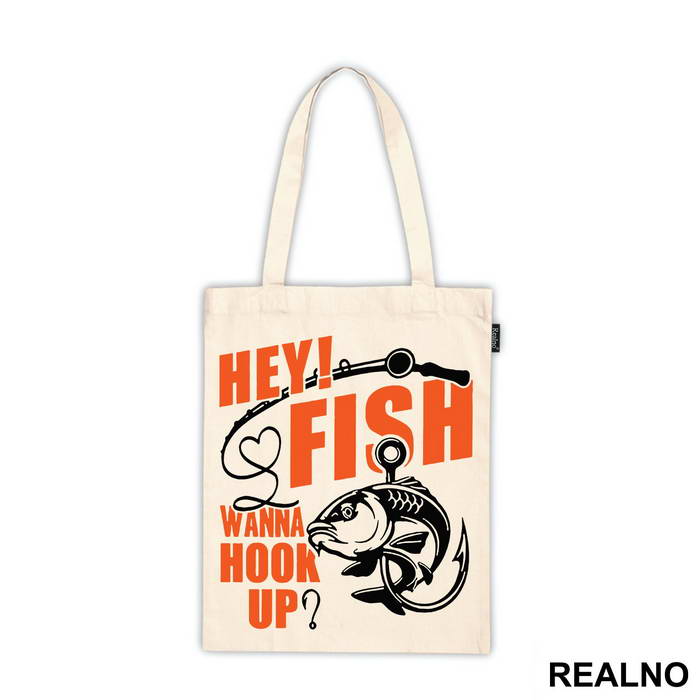 Hey Fish Wanna Hook Up Yellow Text - Pecanje - Fishing