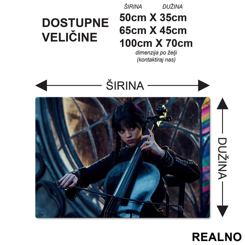 Playing A Cello In Front Of The Window - Wednesday - Sreda - Podmetač za sto