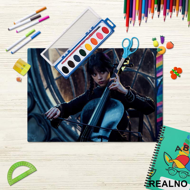 Playing A Cello In Front Of The Window - Wednesday - Sreda - Podmetač za sto