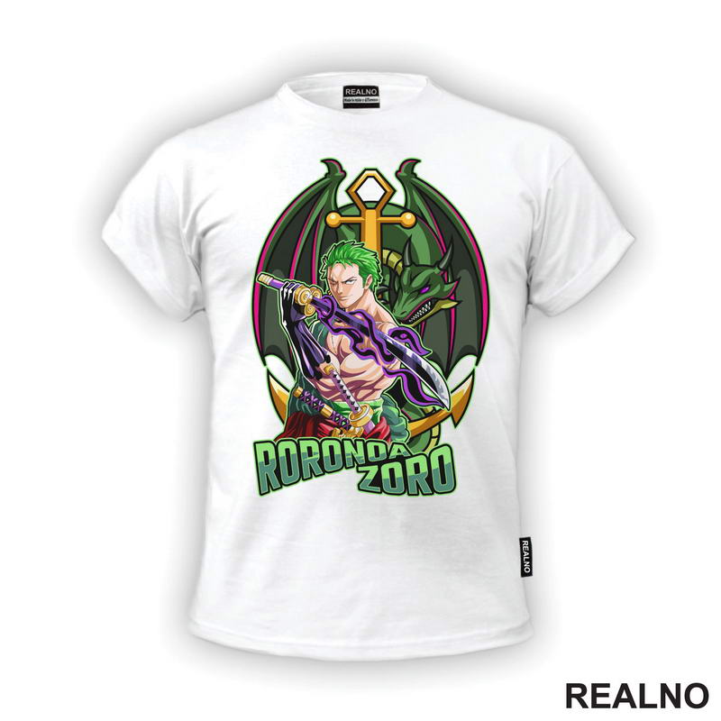 Zoro And Green Dragon - Golden - One Piece