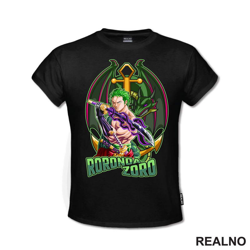 Zoro And Green Dragon - Golden - One Piece