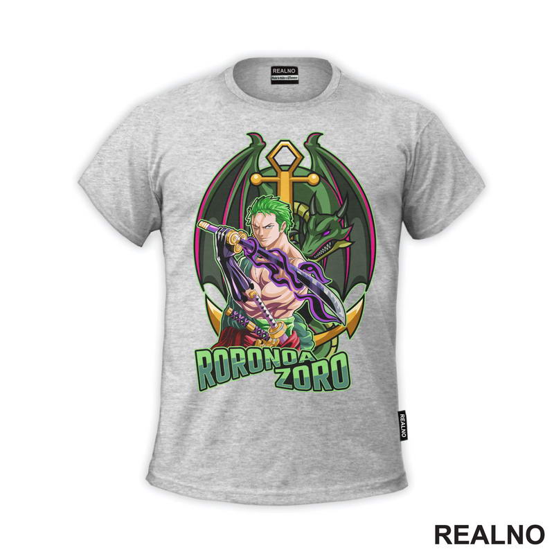 Zoro And Green Dragon - Golden - One Piece