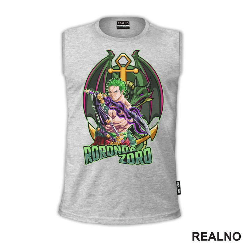 Zoro And Green Dragon - Golden - One Piece