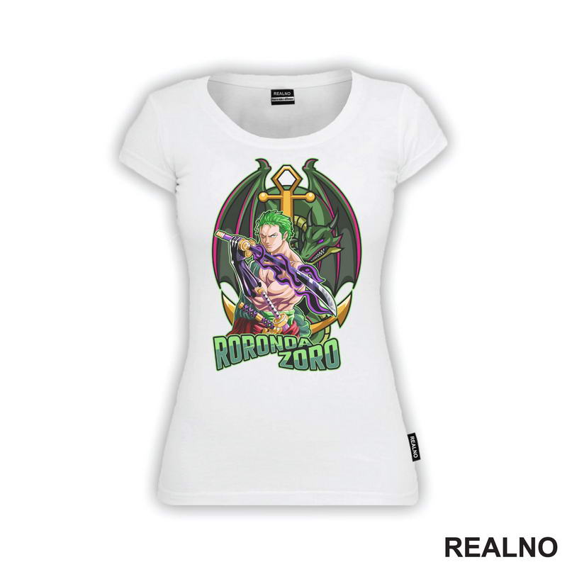 Zoro And Green Dragon - Golden - One Piece