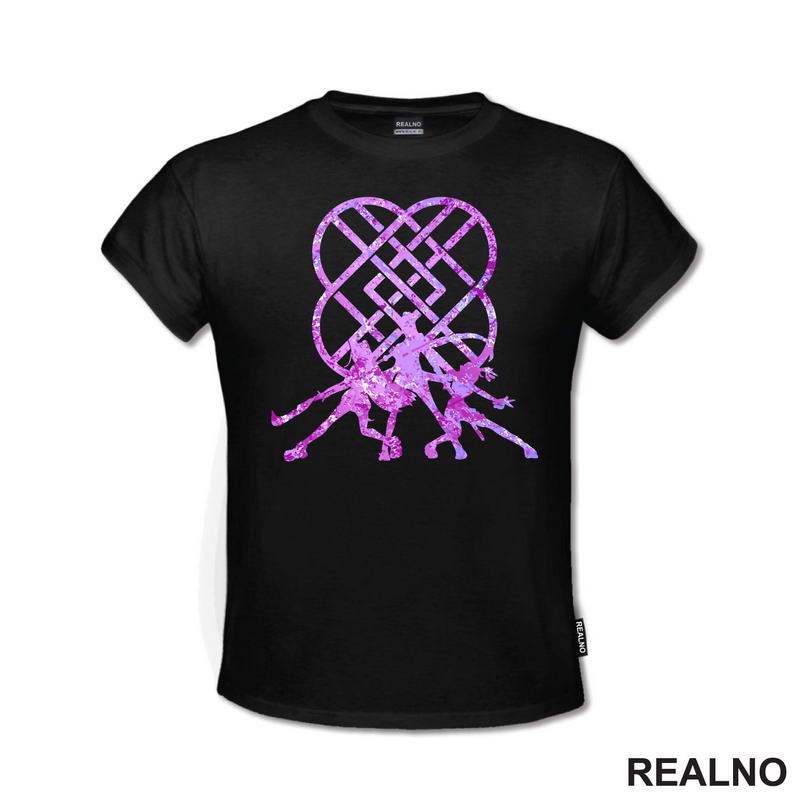 Rumi, Mira And Zoey - Purple Huntrix Logo - Kpop Demon Hunters