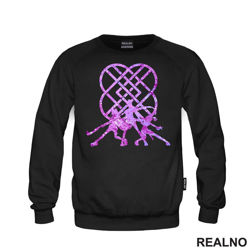 Rumi, Mira And Zoey - Purple Huntrix Logo - Kpop Demon Hunters