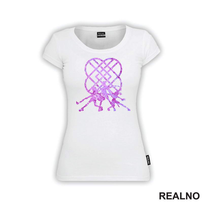 Rumi, Mira And Zoey - Purple Huntrix Logo - Kpop Demon Hunters