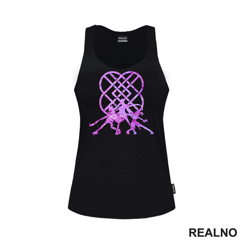 Rumi, Mira And Zoey - Purple Huntrix Logo - Kpop Demon Hunters