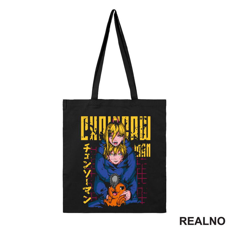 Power, Denji And Pochita - Blue - Chainsaw Man - Anime