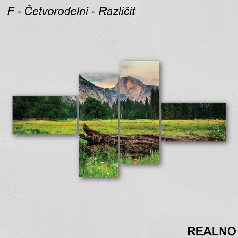 Zelena livada, šuma, planine - Priroda - Slika na platnu - Kanvas