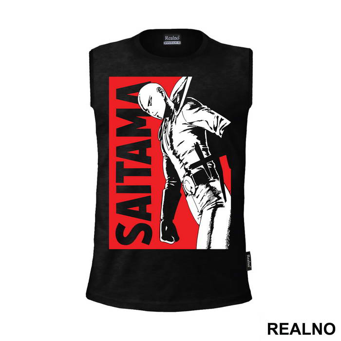 Saitama Walking Red Background - One Punch Man - Majica