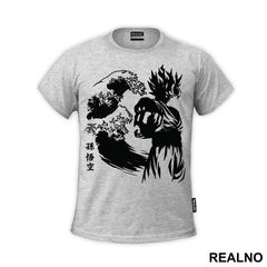 Goku In Front Of Tsunami - Dragon Ball