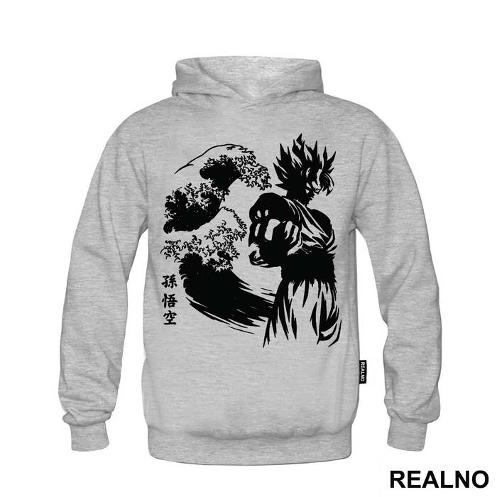 Goku In Front Of Tsunami - Dragon Ball