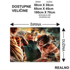 Armored Titan And Eren Yeager - Fighting - Attack On Titan - AOT - Podmetač za sto