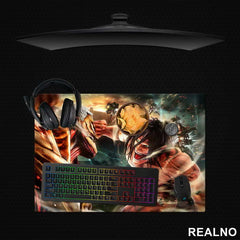 Armored Titan And Eren Yeager - Fighting - Attack On Titan - AOT - Podmetač za sto