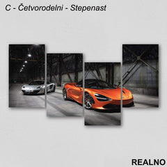 Narandžasti i Sivi Sportski Auto - Slika na platnu - Kanvas